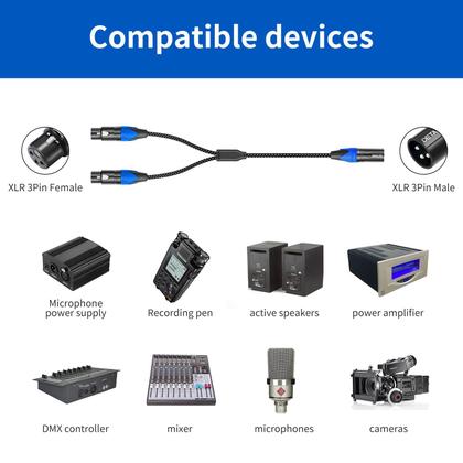 Imagem de Cabo divisor Y XLR macho para dupla fêmea (pacote com 2 unidades)