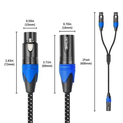 Imagem de Cabo divisor Y XLR macho para dupla fêmea (pacote com 2 unidades)