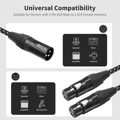 Imagem de Cabo divisor Y XLR macho para dupla fêmea (pacote com 2 unidades)
