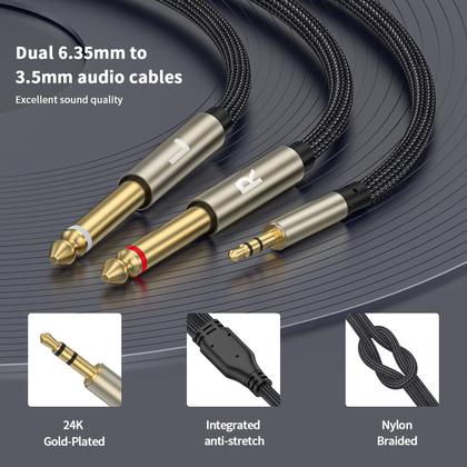 Imagem de Cabo Divisor ZTOXLR 3,5mm (1/8”) TRS para 2x 6,35mm (1/4”) TS Mono