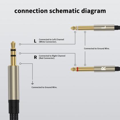 Imagem de Cabo Divisor ZTOXLR 3,5mm (1/8”) TRS para 2x 6,35mm (1/4”) TS Mono