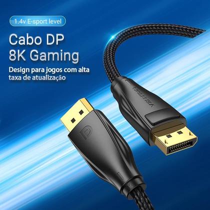 Imagem de Cabo Dp Displayport Gamer 3 Três Metro 1.4 8k@240hz 32,4gbps