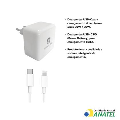 Imagem de Cabo e Tomada Carregador Plug Adaptador Turbo 2 USB C 40W