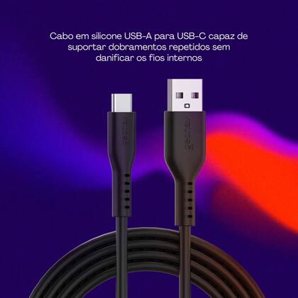 Imagem de Cabo em Silicone Flexível Usb-a Para Usb-c 38w 1,5m Cor Preto ESC05SBK Geonav - 11760