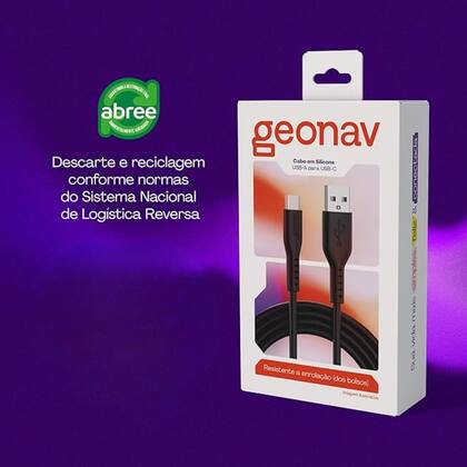 Imagem de Cabo em Silicone Flexível Usb-a Para Usb-c 38w 1,5m Cor Preto ESC05SBK Geonav - 11760