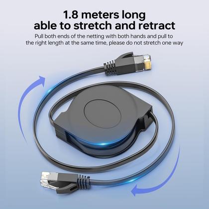 Imagem de Cabo Ethernet CNCOB retrátil Cat6 1,8 m, pacote com 2 unidades para laptop