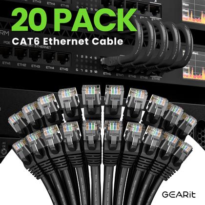 Imagem de Cabo Ethernet GearIt Cat 6 10 Gbps 1,5 m (pacote com 20) RJ45 preto