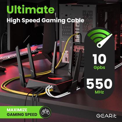 Imagem de Cabo Ethernet GearIt Cat 6 15 pés (4,5 m), pacote com 10 Gbps RJ45 amarelo