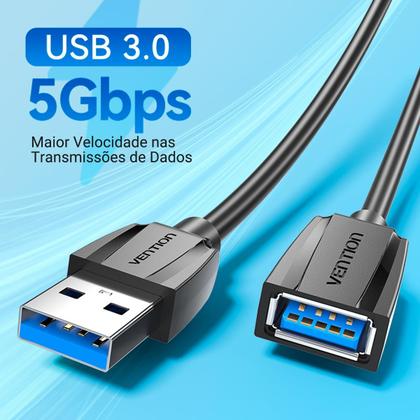 Imagem de Cabo Extensão Usb 3.0 Macho Usb Fêmea HD Externo Vention 2m