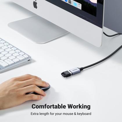 Imagem de Cabo Extensão USB 3.0 UGREEN (1,8m) - Pacote com 2 - Nylon Trançado