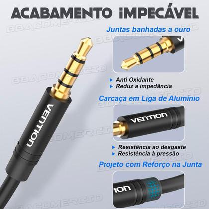 Imagem de Cabo Extensor 3.5mm P3 Macho P/ Fone Microfone 0,3m Vention