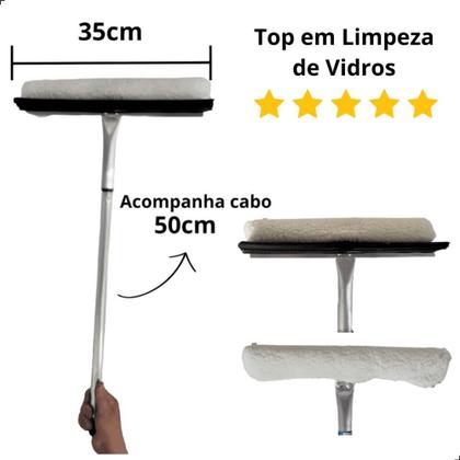 Imagem de Cabo Extensor 4,5 metros com Vassoura Limpa Teto, Forro e Gesso e Rodo 35cm para Vidros