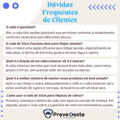 Imagem de Cabo Extensor 4,5 metros com Vassoura Limpa Teto, Forro e Gesso e Rodo 35cm para Vidros