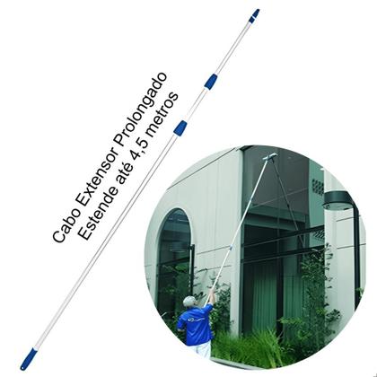 Imagem de Cabo Extensor 4,5 metros com Vassoura Limpa Teto, Forro e Gesso e Rodo 35cm para Vidros