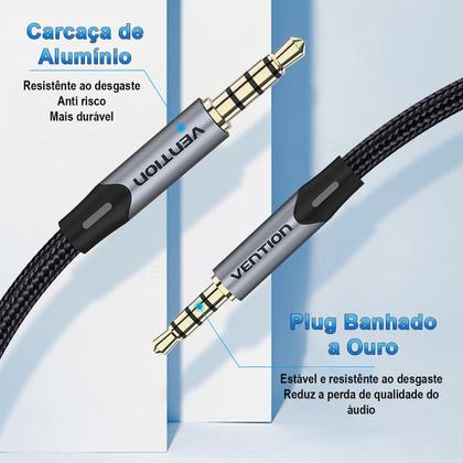 Imagem de Cabo Extensor Áudio Fone Microfone Stereo P3 x P3 3.5mm 0,5m