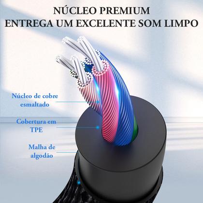 Imagem de Cabo Extensor Áudio Fone Microfone Stereo P3 x P3 3.5mm 0,5m