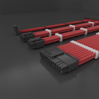 Imagem de Cabo Extensor de Fonte Sleeved Redragon, 4 em 1, 24p ATX, 2x 4+4p CPU, 3x 8p PCIe para 12VHPWR, Vermelho - RD-GCP07