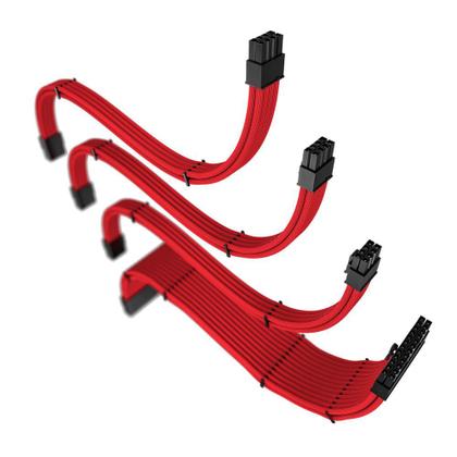 Imagem de Cabo Extensor de Fonte Sleeved Rise Mode, 4 em 1, 1x 24p ATX, 1x 4+4p CPU, 2x 6+2p PCIe, Vermelho - RM-SL-FR