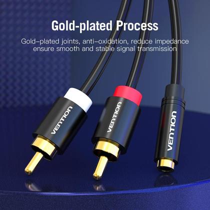 Imagem de Cabo Extensor de RCA P2 Fêmea para 2 RCA Macho Vention 1m