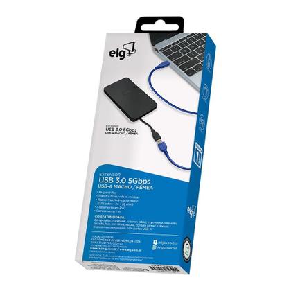Imagem de Cabo Extensor ELG USB-A Macho e Fêmea 3.0, 5Gbps, Azul - USBEXT1