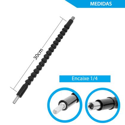 Imagem de Cabo Extensor Flexível Eixo Prolongador 1/4 Para Parafusadeira 30cm