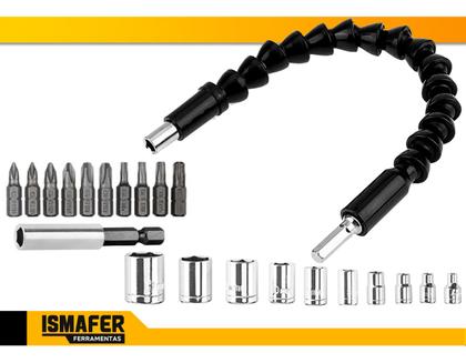 Imagem de Cabo Extensor Flexível Para Parafusadeira Eixo Alongador Kit