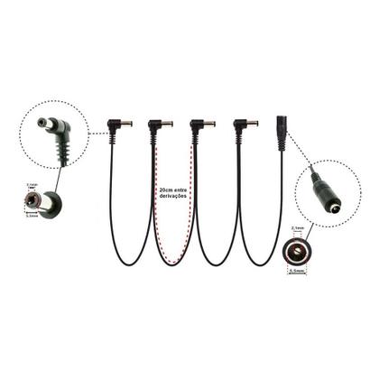 Imagem de Cabo Extensor Fonte De Pedais Mxt Para 4 Pedais Com 20cm