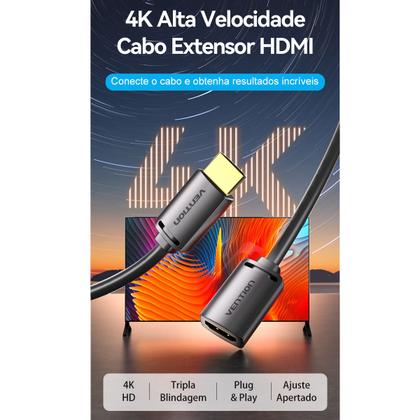 Imagem de Cabo Extensor HDMI 2.0 4K 60Hz Macho x Femea Hdr Vention 1m