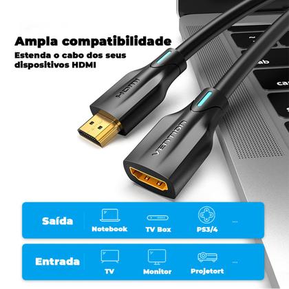 Imagem de Cabo Extensor HDMI 2.1 8K 48Gbps Gamer 3D 1,5 Metros Vention