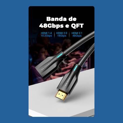 Imagem de Cabo Extensor HDMI 2.1 8K 48Gbps Gamer 3D 1,5 Metros Vention
