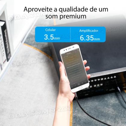 Imagem de Cabo Extensor P10 (6.5mm) X P3 (3,5mm) Guitarra Violão 2m