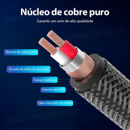 Imagem de Cabo Extensor P10 (6.5mm) X P3 (3,5mm) Guitarra Violão 2m