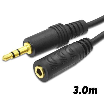 Imagem de Cabo Extensor P2 Aúdio Som Estéreo Macho Fêmea Fone de Ouvido 3m 3 metros