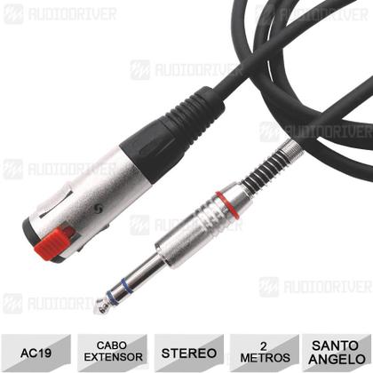 Imagem de Cabo Extensor para Fone P10 St Macho / P10 st Femea 2 Metros AC19 - Santo Angelo