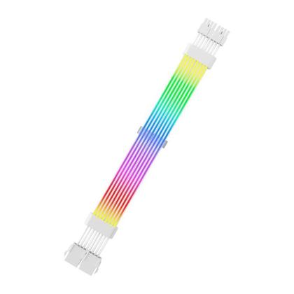 Imagem de Cabo Extensor Sleeved Aigo Darkflash Lightglow LG02, ARGB, 6+2 X2, 345mm, Branco, LG02-WH