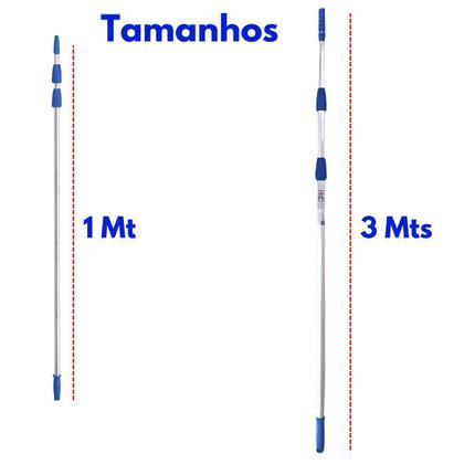 Imagem de Cabo Extensor Telescópico de Alumínio 3 Metros Para Rodo Limpa Vidros Bralimpia