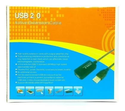 Imagem de Cabo Extensor Usb 2.0 Ativo Amplificado 10m Macho Fêmea