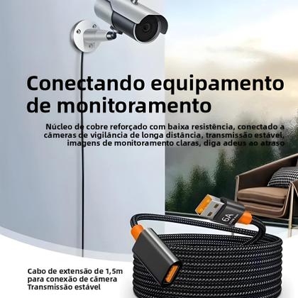 Imagem de Cabo Extensor USB 3.0 2.0 De Alta Velocidade 6A Para Laptop PC TV Xbox SSD Mini Extensor