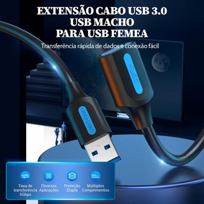 Imagem de Cabo Extensor USB 3.0 A Macho x USB Femea PS4 PS5 Vention 3m