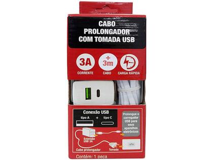 Imagem de Cabo Extensor USB 3m Force Line - Prolongador