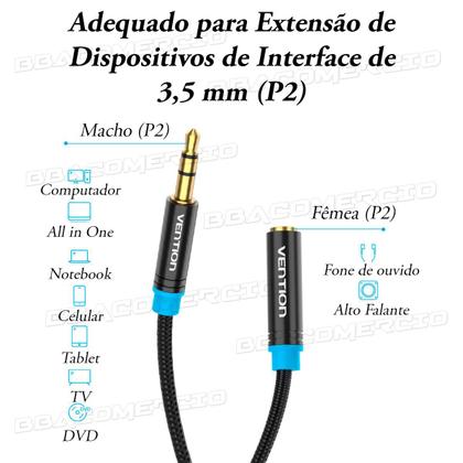 Imagem de Cabo Extensor Vention P2 Macho X P2 Fêmea 0,5m 50cm C/ Nfe