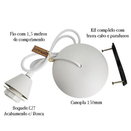 Imagem de Cabo Fio Pendente Iluminação Moderna 1,5M Com Rosca Branco