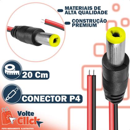 Imagem de Cabo Fio Rabicho P4 Macho Positivo E Negativo Para Fontes