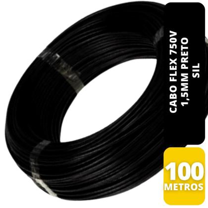 Imagem de Cabo Flex 750V 1.50 100M Preto Sil