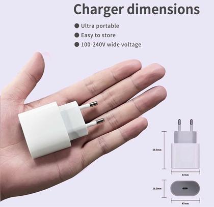 Imagem de Cabo + Fonte Compatível iPhone X Xr 11 12 13 14 - Usb-c 20W