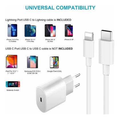 Imagem de Cabo + Fonte Compatível iPhone X Xr 11 12 13 14 - Usb-c 20W