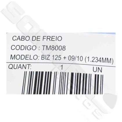 Imagem de Cabo Freio Dianteiro Honda Biz 125 2009 a 2010 T-Mac