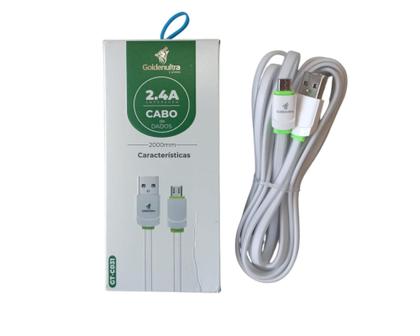 Imagem de Cabo GoldenUltra 2m Micro-USB V8 Branco 2.4A