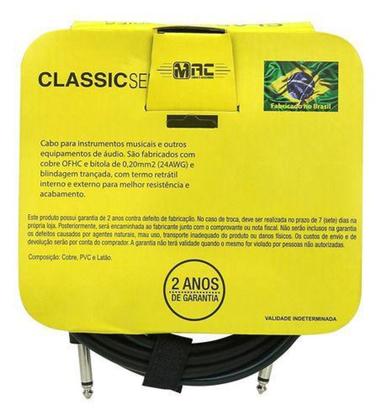 Imagem de Cabo Guitarra Violão Baixo P10 X P10 Macho Mono 7,62 M Ic25b - MAC CABOS