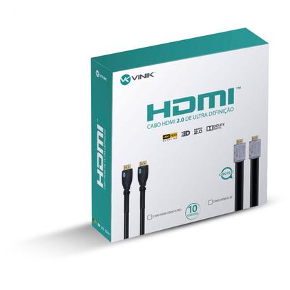 Imagem de Cabo hdmi 2.0 4k ultra hd 3d conexao ethernet flat com conector desmontavel 10 metros - h20fl-10